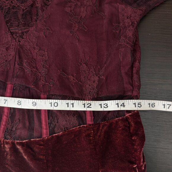 Free People Marlie Lace Dress Womens Medium Velvet Mini Romantic Whisigoth Dark - Picture 11 of 13